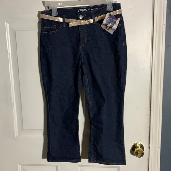 NWT Riders by Lee midrise dark denim capris size 6M - Picture 1 of 4